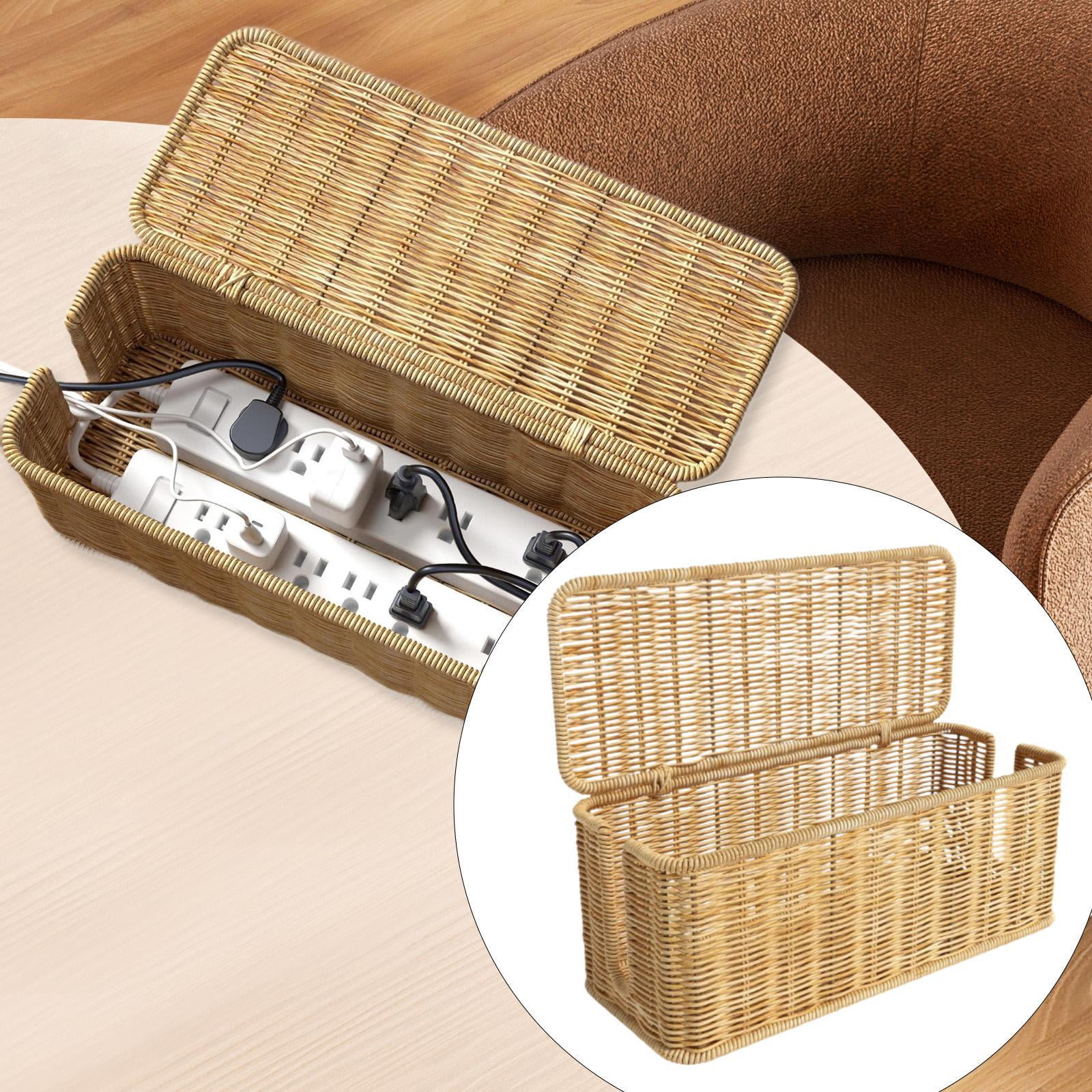 TISHITA Cable Management Box Cable Organizer 2 Open Slots Cords Hider Box Storage Box for Tabletop Office Home under Strip