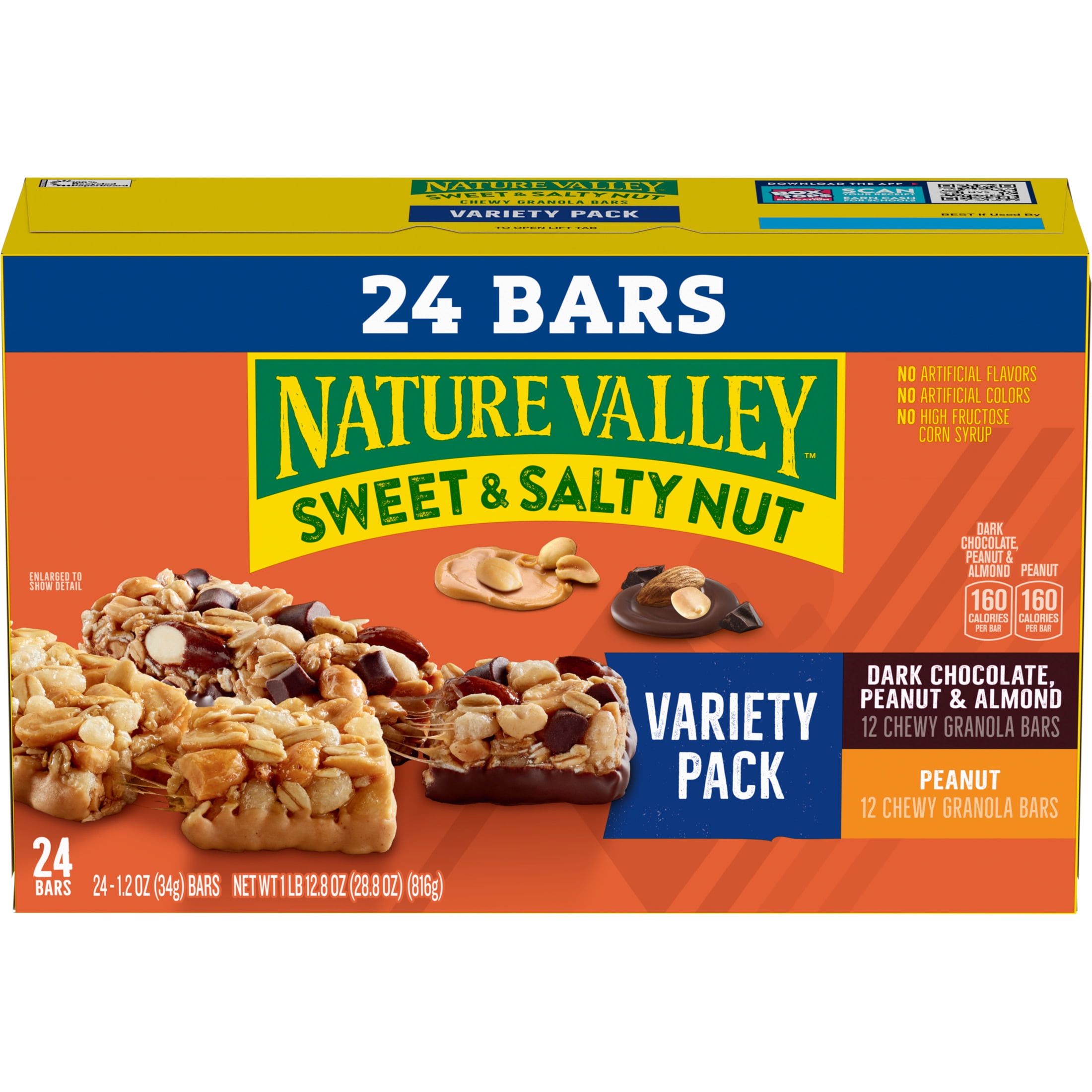 (4 pack) Nature Valley Sweet and Salty Nut Granola Bars, Variety Pack, 24 Bars, 28.8 oz