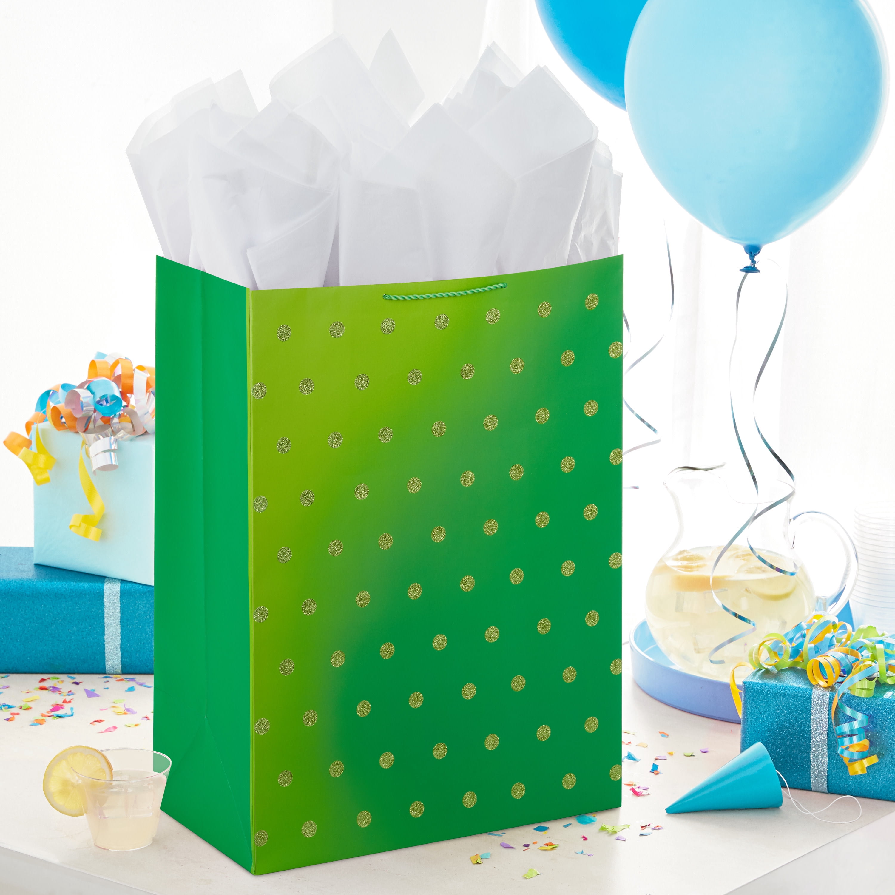 Hallmark Jumbo Gift Bag (Glitter Dots on Green)