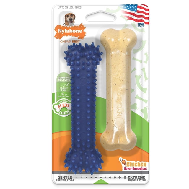 Juguetes para Masticar Moderado Nylabone Pollo Wolf Combo Dental para Perro