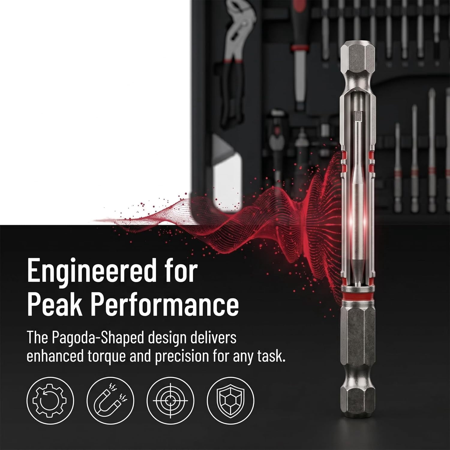 1.5mm-6mm Pagoda Shaped Hexbit Set, 6Pcs All in One Pagoda Hex Screwdriver Drill Bit, Anti-Slip & Magnetic Taper Hex Bits, A Single Bit Can Tighten Nuts Ranging, for Drills and Wrenches (4*)