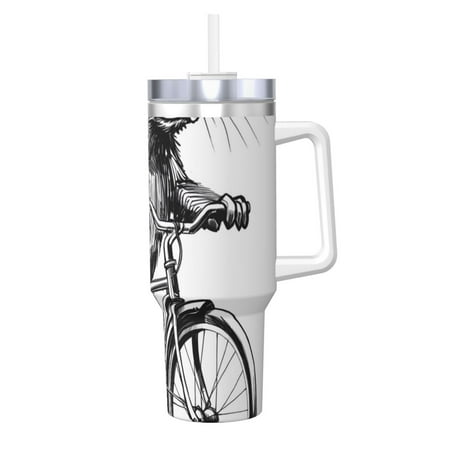 

Cauagu Capybara Riding Bicycle Print Stainless Steel Vacuum Insulated Tumbler 40oz Water Bottle with Handle & Flip Straw Reusable Travel Coffee Mug for Women & Men