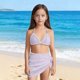 thumbnail image 2 of Conjunto de Falda de Traje de Baño Niños Moda Color Sólido Bloqueo Suspendentes Bikini, Traje de Baño Junto Al Mar con Falda de Malla, Ropa de Playa de Nylon Spandex para el Verano, 2 of 5