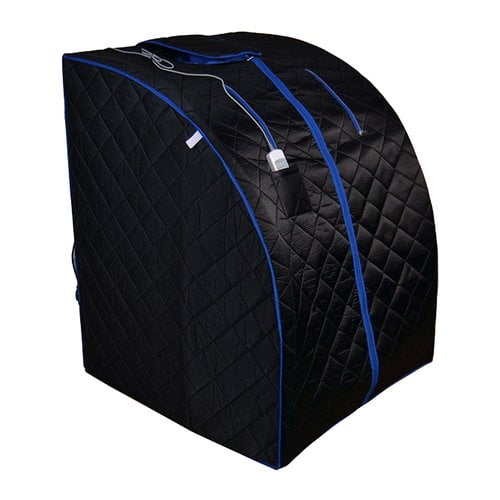 ALEKO Personal Folding Portable Infrared Sauna, Black With Blue Trim Color by ALEKO