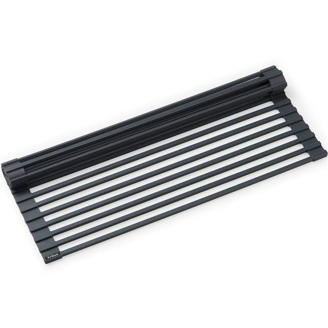 Kraus KRM-11DG Multipurpose Over Sink Roll-Up Dish Drying Rack - Dark Grey
