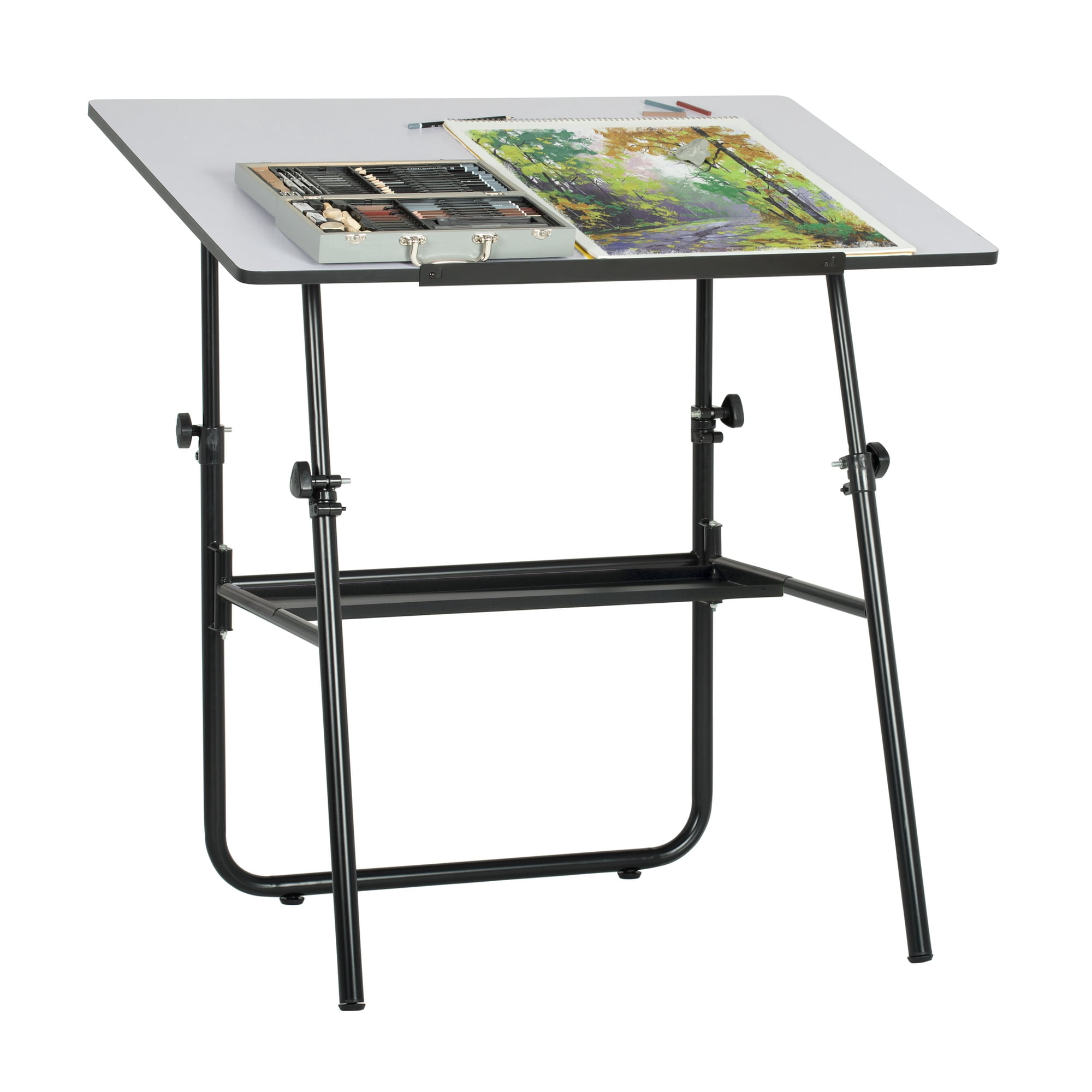 Studio Designs Ultima Height Adjustable Drafting Drawing Table with Tilting Top and Folding Base