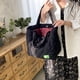 thumbnail image 5 of Ladies Cloud Tote Bag Bolsas de pana de color sólido Regalos para amigos (Negro), 5 of 6