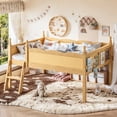 thumbnail image 4 of Harper & Bright Designs Full Loft Bed with Side Book Shelf, Solid Wood Low Loft Bed Frame with Full-Length Guardrails and Ladder for Boys Girls, Natural, 4 of 15