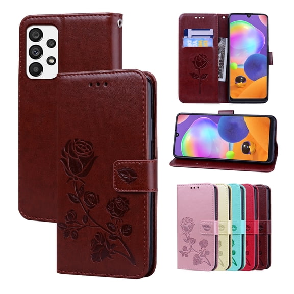 For Samsung Galaxy A13 4G Rose Embossed Leather Phone Case
