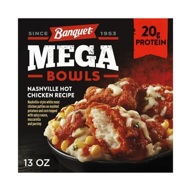 Banquet Mega Bowls Nashville Hot Fried Chicken, Frozen Meal, 13 oz (Frozen)