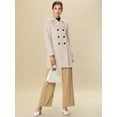 thumbnail image 3 of Abrigos largos de invierno con solapa con muesca y doble botonadura para mujer Beige XL, 3 of 7