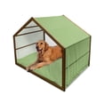 thumbnail image 1 of Abstract Pet House, Retro Style Little Circles with Stripes on Dotted Background, Outdoor & Indoor Portable Dog Kennel with Pillow and Cover, 5 Sizes, Lime Green Fern Green, by Ambesonne, 1 of 4