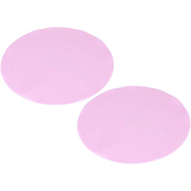 2 Alfombrillas Redondas Antiadherentes de Silicona para Amasar, Almohadillas para Repostería, Revestimiento de Hoja para Soporte Giratorio para Pasteles, Alfombrilla para Amasar,