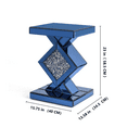 thumbnail image 2 of SHYFOY 23" Blue Mirrored Pedestal End Table with Crystal Diamond Inlay, Modern Accent Side Table, 2 of 10