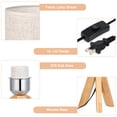 thumbnail image 4 of Small Bedside Table Lamp Wooden Tripod Nightstand Lamp with Fabric Linen Shade, 4 of 6