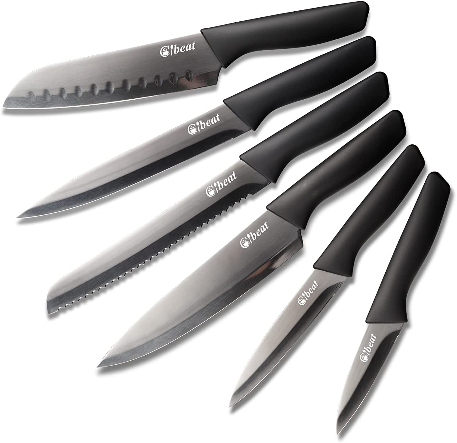 Memotoo 6 Pieces Black Professional Chef Knife Set Sharp Meat Knives for  Cooking, Forged Kitchen Knife with High Carbon Stainless Steel Cutlery 