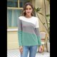 thumbnail image 5 of Blusas de Bloque de Color para Mujer, Estilo Túnica Informal de Larga con Cuello Redondo, Tipo Jersey. y Verde S, 5 of 8