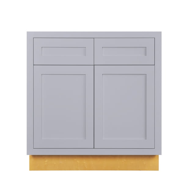 33" Wide Sink Base Kitchen Cabinet Light Gray Inset Shaker ...