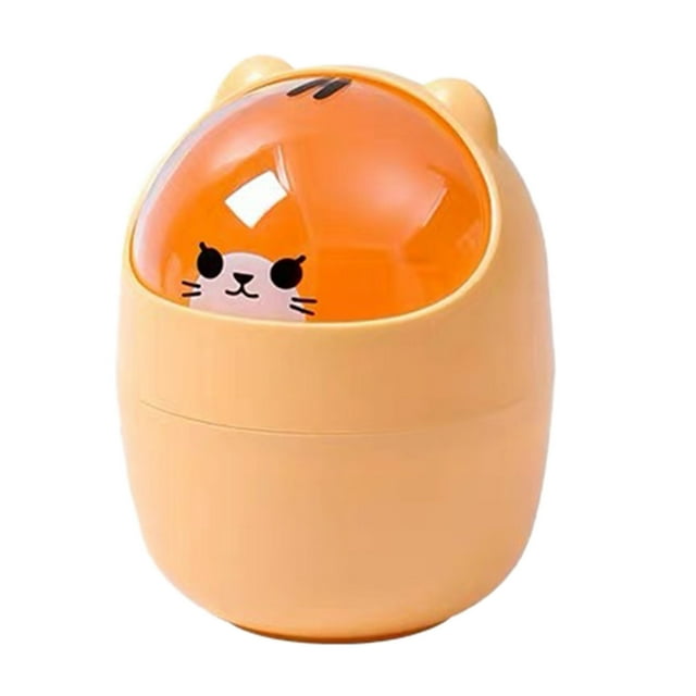 Cute Desktop Can Small Garbage Can With Flip Lid Cute Mini Desk Waste Portable Tabletop Dustbin Cartoon Animal after Shower Cleaning Spray Toilet Gel Car Seat for Clean Walls Barber Spray