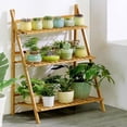 thumbnail image 2 of ShadeMart 39 Inch 3-Tier Bamboo Plant Stand Foldable Ladder Shelves, Folding Freestanding Rack With Guardrails, Potted Plant Display Shelf For Living Room Balcony ( Color : Natural ), 2 of 7