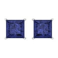 thumbnail image 3 of 14K Solid Gold Screw Back Stud Earrings for Women | 4 cttw Princess Cut Simulated Tanzanite | White Gold, 3 of 5