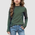 thumbnail image 2 of Linfrsh Long Sleeve Tops for Teens Girl's Casual Big Kids Long Sleeve Striped Color Block Casual Tees with Pockets Green,150, 2 of 6