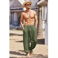thumbnail image 2 of COOFANDY Men&Women Cotton Linen Harem Pants Drawstring Casual Cropped Trouserss Lightweight Loose Beach Yoga Pants with Pockets, 2 of 9