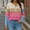 c01Pink, variant on Arnsht Womens Striped T Shirts Color Blocked V Neck Long Sleeve Strip Pullover Casual Layer Top Fall Winter Y2K Shirts Orange XL