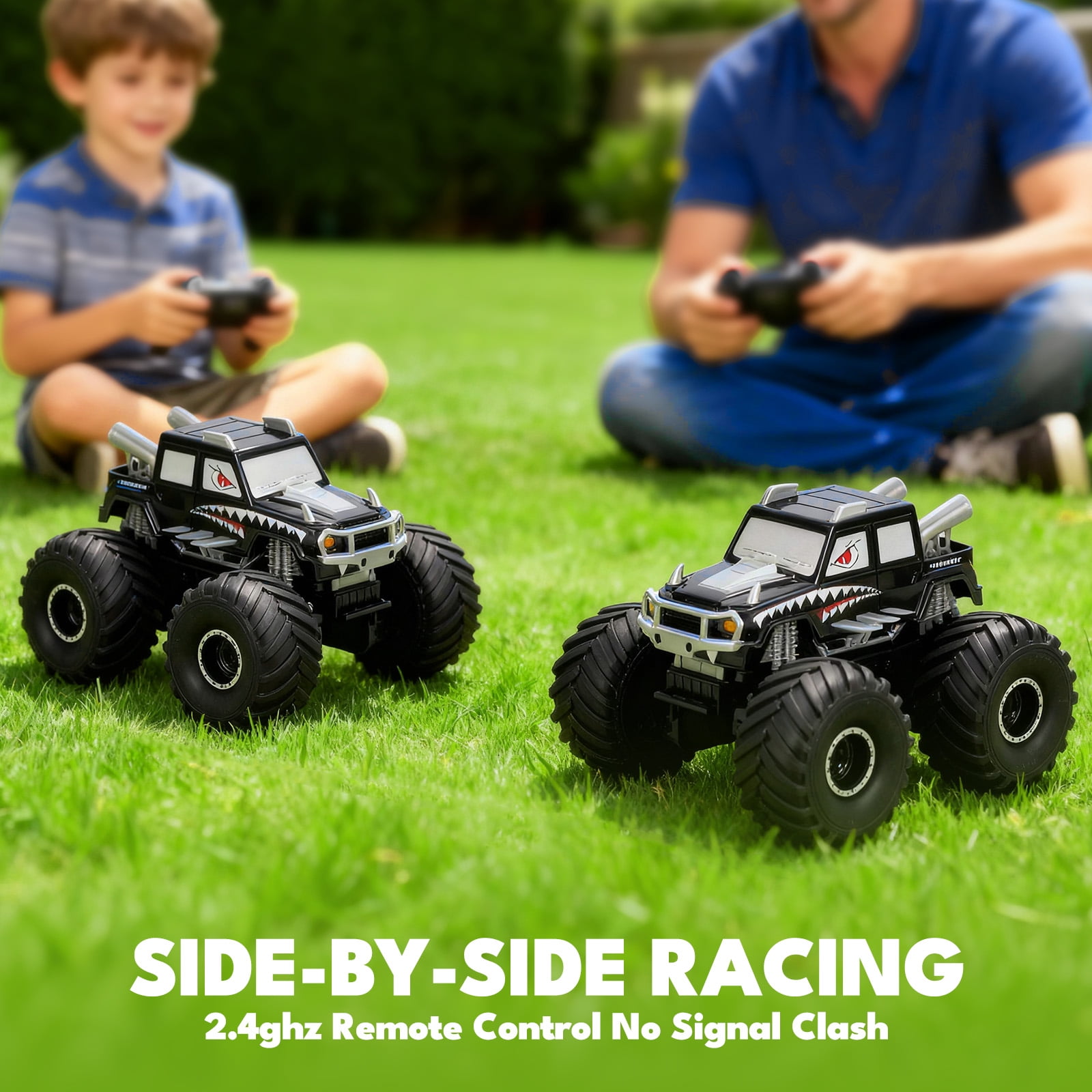 Ficcug Remote Control Cars,2 in 1 Land Water Monster Truck Toy,1:16 4WD off Road RC Cars for All Terrain,Gifts for Kids Boys Girls,Black