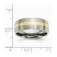thumbnail image 2 of Stainless Steel 14k Gold Inlay 8mm Satin Band Ring Size 12.5, 2 of 2