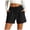 Black, variant on Women's Summer Shorts Linen Beach Shorts Lightweight Drawstring Short Pants with Pockets Black L2