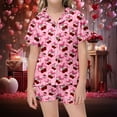 thumbnail image 2 of Ensemble de Pyjamas en Soie pour Filles Manches Courtes Imprimé Boutonné Hauts Unis T-Shirt Ensemble de Pyjamas Décontractés pour Filles Garçons Filles Mode, 2 of 4