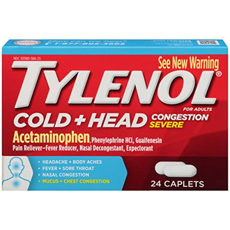 TYLENOL Cold Head Congestion Severe 24 Caplets (Best Over The Counter Head And Chest Cold Medicine)