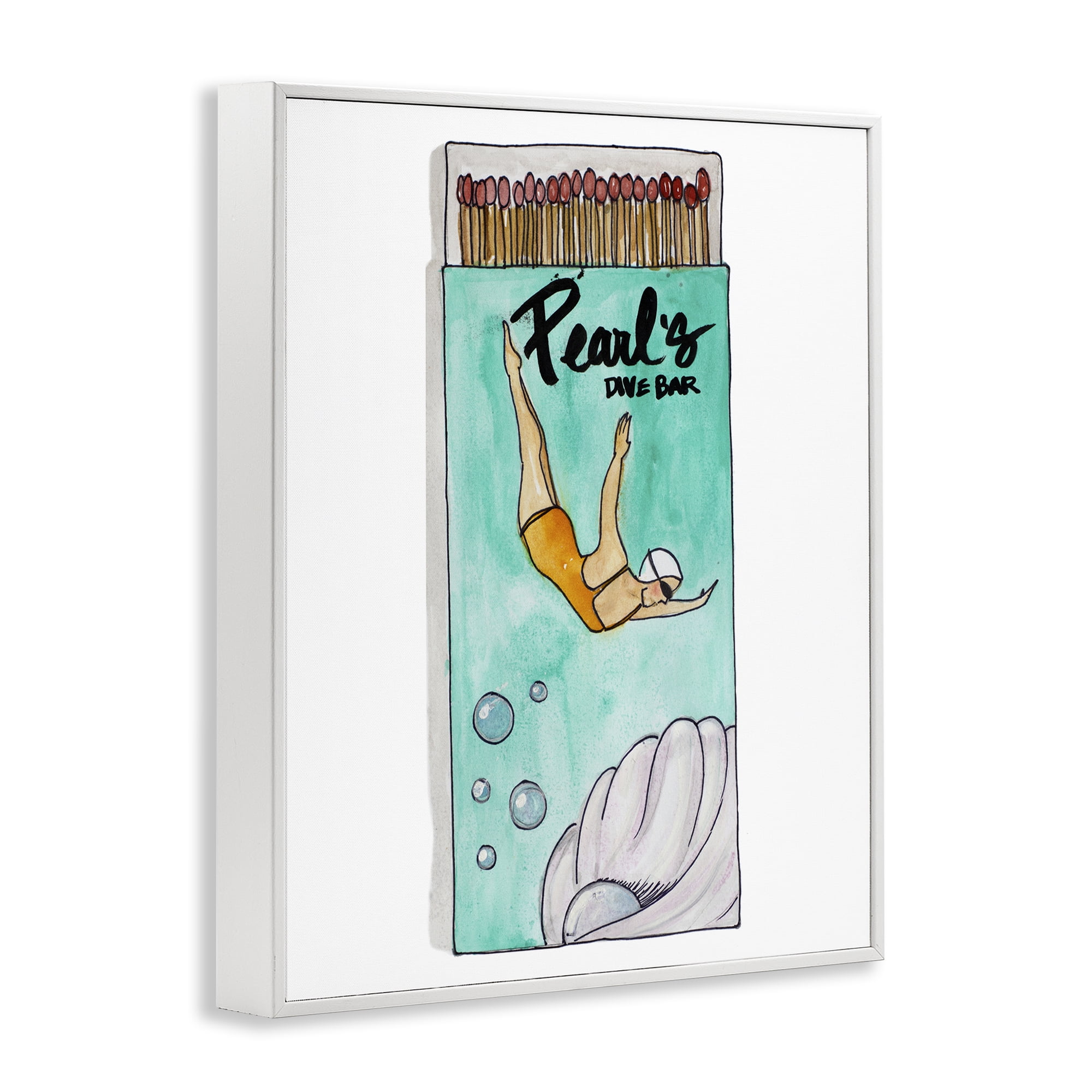 Stupell Industries Pearl Dive Matchbox White Framed Giclee Art, design by Nola James