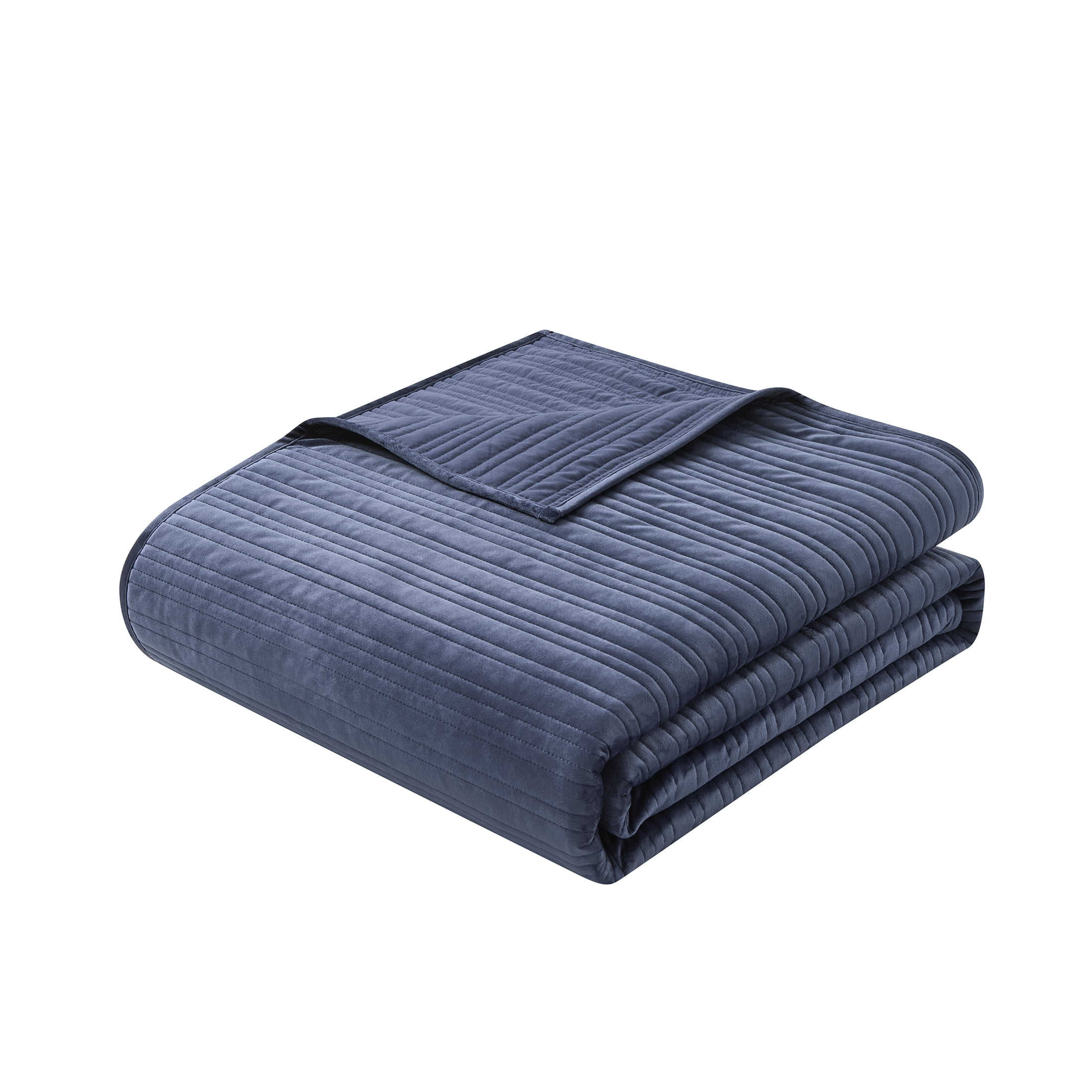 Mainstays Quilts Dark Blue Solid Print 100% Polyester Quilted Quilts, King-Hypoallergenic