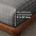 thumbnail image 4 of Bare Home Luxury 1800 Collection Fitted Sheet, Ultra-Soft, Deep Pocket, Twin, Grid - Gray/White, 4 of 6