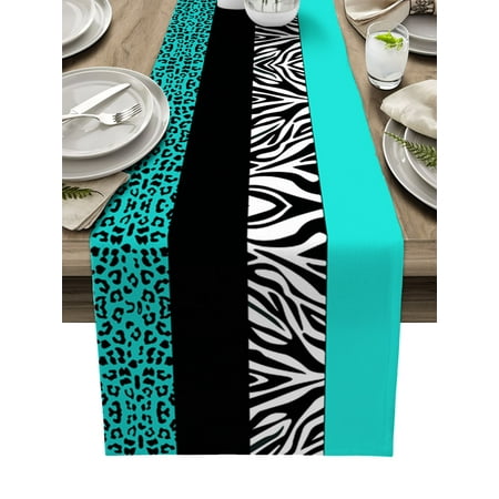 

Animal Skin Texture Zebra Black White Table Runner Wedding Party Dining Table Cover Cloth Placemat Napkin Home Kitchen Decor