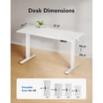thumbnail image 3 of HUANUO Electric Standing Desk, 48" x 30" Whole Piece Desktop, Adjustable Height Computer Desk, 4 Height Memory Settings, Sit Stand Up Desk for Home Office, White, 3 of 14