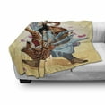 thumbnail image 3 of Japanese Soft Flannel Fleece Throw Blanket, Brave Samurai Tiger Clash Turn into Floral Sakura Cherry Blossoms Cartoon Print, Cozy Plush for Indoor and Outdoor Use, 60" x 80", Multicolor, by Ambesonne, 3 of 6