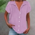 thumbnail image 2 of yunLCZ Women's Button Down Shirt Short Sleeve Shirts For Women Casual Summer 2025 Collared Down Cotton Linen Tops Loose Fit Blouse Clothing, 2 of 4