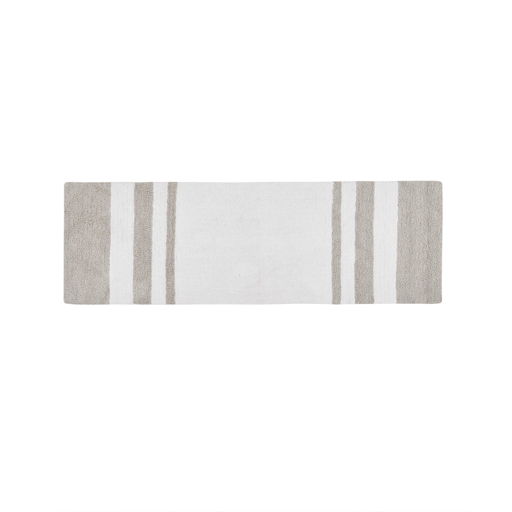 MAYEERTY Medium Pile Cotton Reversible Bathroom Rug, Non-Slip Bath Mat, Taupe, 24"W x 72"L