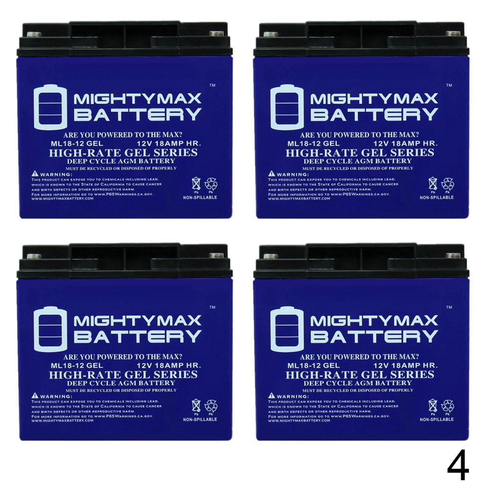12V 18AH GEL Battery for Chicago Electric 38391 Jump Starter 4 Pack