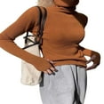 thumbnail image 2 of KEINXS Women Ribbed Knit Tops Long Sleeve Turtleneck Solid Color Slim Fit Sweater, 2 of 4
