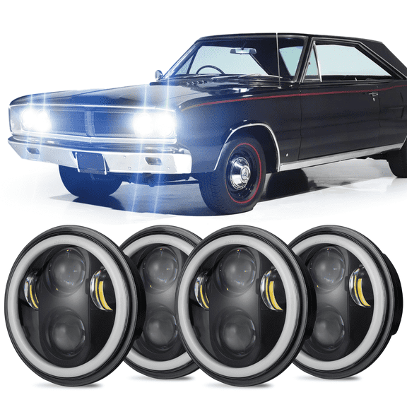 Fits 1958 1959 1965-1974 Dodge Coronet Headlight 5.75in High Low Beam H5001 H5006 Headlamp Assembly 4Pack