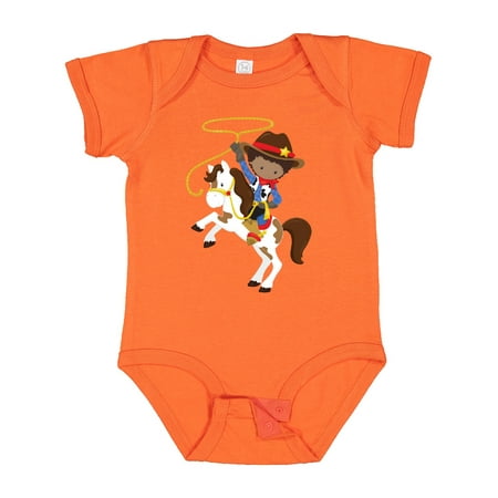 

Inktastic African American Boy Cowboy Sheriff Lasso Gift Baby Boy Bodysuit