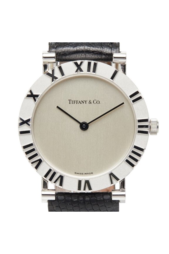 Pre-Owned Tiffany & Co. Atlas Watch M0640 Quartz Silver Dial SV925 Leather Men's