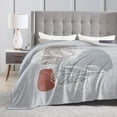 thumbnail image 4 of DouZhe Ultra-Soft Micro Fleece Lightweight Flannel Bed Blanket, Bohemian Gray Plant Leaves Print Cozy Warm Throw Blankets, 50"x40", 4 of 7