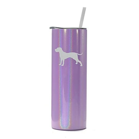 

20 oz Skinny Tall Tumbler Stainless Steel Vacuum Insulated Travel Mug Cup With Straw Great Dane (Purple Iridescent Glitter)