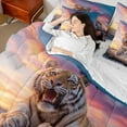 thumbnail image 4 of jejeloiu Jungle Tiger Pattern 7-Piece Bedding Comforter Set,Colorful Sky King Bedding Sets For Boys Girls Reversible, 4 of 8