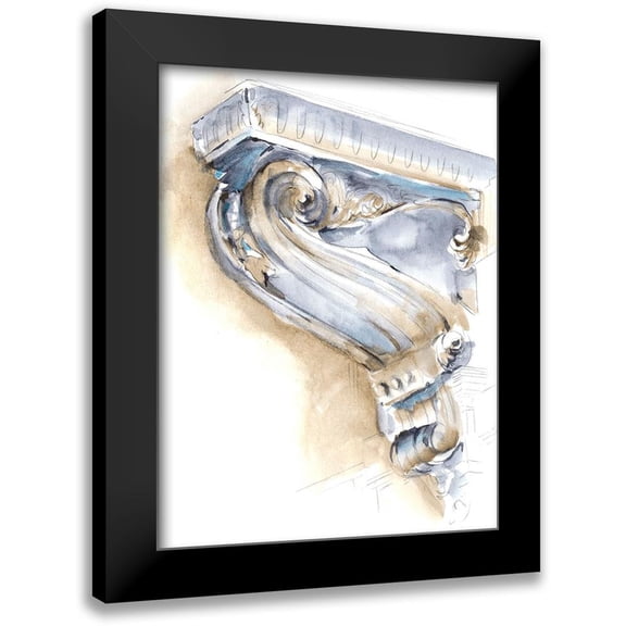 Harper, Ethan 12x14 Black Modern Framed Museum Art Print Titled - Architectural Watercolor Sketch IV